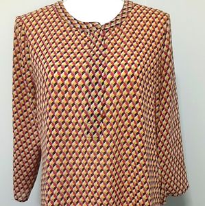 Express 3/4 Sleeve Top Geometric Medium
